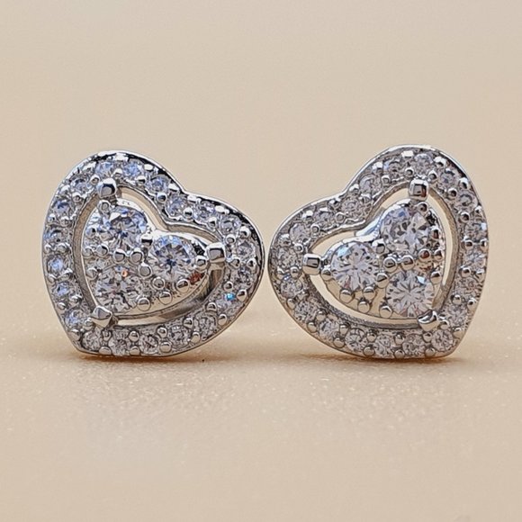 Jewelry - Hollow Heart Shiny CZ Filled Heart Earrings for Women, INDN8602